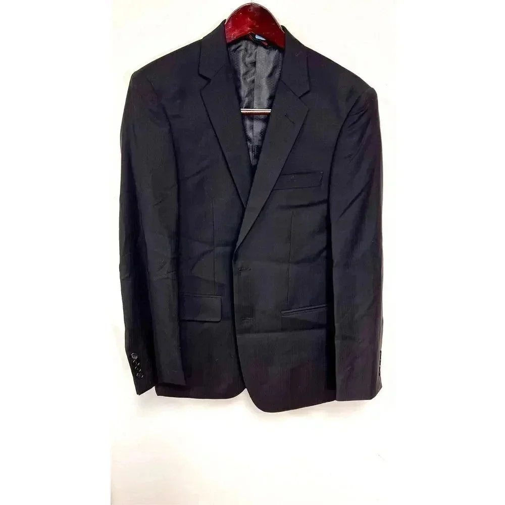 Linea Uomo Mens Black Square  Pattern 2-Button Front Blazer Sports Coat Size 36R